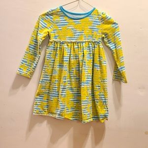 Girl's L.L. Bean Long-Sleeved Blue & Green 100% Cotton Dress. Size 4.